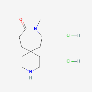 Chemical structure of 9-methyl-3,9-diazaspiro[5.6]dodecan-10-one dihydrochloride