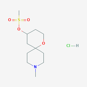 Chemical structure of 9-methyl-1-oxa-9-azaspiro[5.5]undec-4-yl methanesulfonate hydrochloride
