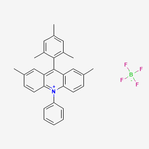 Chemical structure of 9-Mesityl-2,7-dimethyl-10-phenylacridinium tetrafluoroborate