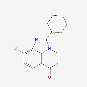 Chemical structure of 9-chloro-2-cyclohexyl-4H-imidazo[4,5,1-ij]quinolin-6(5H)-one