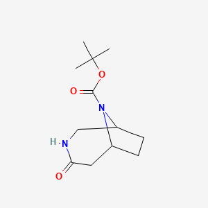 Chemical structure of 9-Boc-4-oxo-3,9-diaza-bicyclo[4.2.1]nonane