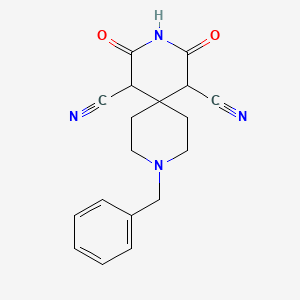 Chemical structure of 9-Benzyl-2,4-dioxo-3,9-diazaspiro[5.5]undecane-1,5-dicarbonitrile