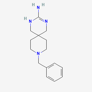 Chemical structure of 9-Benzyl-2,4,9-triazaspiro[5.5]undec-2-en-3-amine