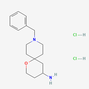 Chemical structure of 9-Benzyl-1-oxa-9-azaspiro[5.5]undecan-4-aminedihydrochloride