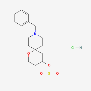 Chemical structure of 9-benzyl-1-oxa-9-azaspiro[5.5]undec-4-yl methanesulfonate hydrochloride