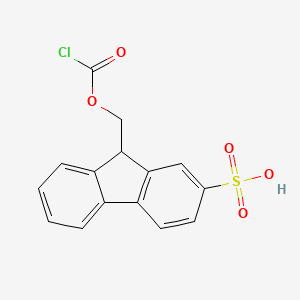Chemical structure of 9-{[(Chlorocarbonyl)oxy]methyl}-9H-fluorene-2-sulfonic acid