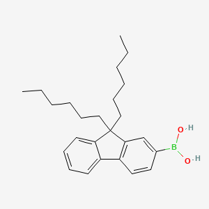 Chemical structure of 9,9-Dihexylfluorene-2-boronic Acid