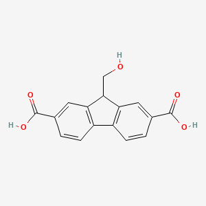 Chemical structure of 9-(Hydroxymethyl)-9H-fluorene-2,7-dicarboxylic acid