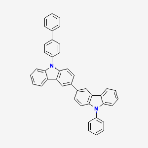 Chemical structure of 9-([1,1'-Biphenyl]-4-yl)-9'-phenyl-9H,9'H-3,3'-bicarbazole