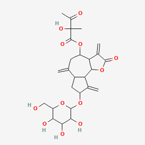 Chemical structure of 8β-(2-Hydroxy-2-methyl -3-oxobutyryloxy)glucozaluzanin C