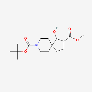 Chemical structure of 8-tert-Butyl 2-methyl 1-hydroxy-8-azaspiro[4.5]decane-2,8-dicarboxylate