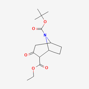 Chemical structure of 8-tert-Butyl 2-ethyl 3-oxo-8-azabicyclo[3.2.1]octane-2,8-dicarboxylate