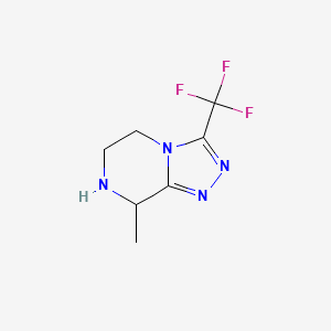 Chemical structure of 8-Methyl-3-(trifluoromethyl)-5,6,7,8-tetrahydro-[1,2,4]triazolo[4,3-a]pyrazine