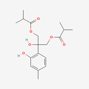 Chemical structure of 8-Hydroxy-9,10-diisobutyryloxythymol