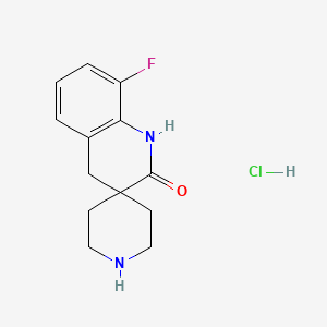Chemical structure of 8'-Fuoro-2',4'-dihydro-1'H-spiro[piperidine-4,3'-quinoline]-2'-one hydrochloride