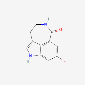 Chemical structure of 8-Fluoro-4,5-dihydro-1H-azepino[5,4,3-cd]indol-6(3H)-one