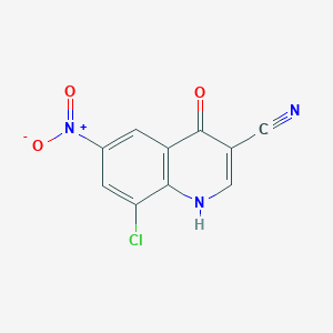 Chemical structure of 8-Chloro-6-nitro-4-oxo-1H-quinoline-3-carbonitrile