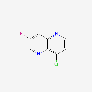 Chemical structure of 8-Chloro-3-fluoro-1,5-naphthyridine