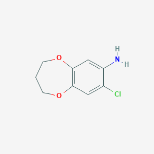 Chemical structure of 8-Chloro-3,4-dihydro-2H-benzo[b][1,4]dioxepin-7-amine