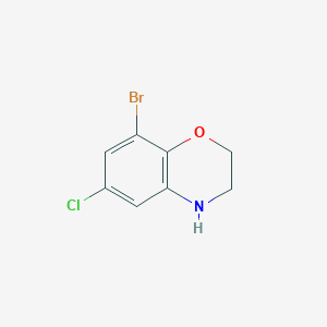 Chemical structure of 8-Bromo-6-chloro-3,4-dihydro-2H-benzo[b][1,4]oxazine