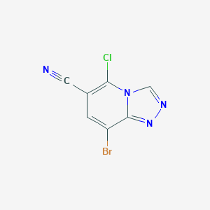 Chemical structure of 8-Bromo-5-chloro-[1,2,4]triazolo[4,3-a]pyridine-6-carbonitrile
