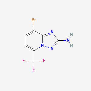 Chemical structure of 8-bromo-5-(trifluoromethyl)-[1,2,4]triazolo[1,5-a]pyridin-2-amine