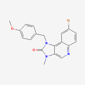 Chemical structure of 8-Bromo-1-(4-methoxybenzyl)-3-methyl-1H-imidazo[4,5-c]quinolin-2(3H)-one