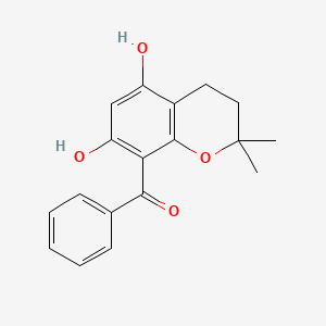 Chemical structure of 8-Benzoyl-5,7-dihydroxy-2,2-dimethylchromane