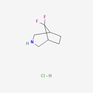 Chemical structure of 8,8-Difluoro-3-azabicyclo[3.2.1]octane hydrochloride