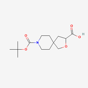 Chemical structure of 8-(tert-Butoxycarbonyl)-2-oxa-8-azaspiro[4.5]decane-3-carboxylic acid