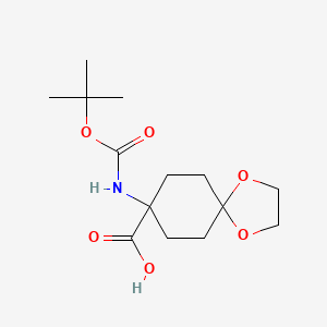 Chemical structure of 8-(Boc-amino)-1,4-dioxaspiro[4.5]decane-8-carboxylic Acid
