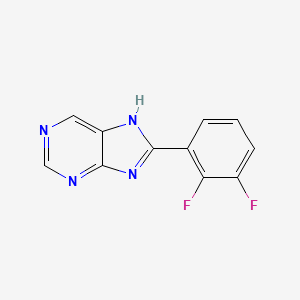 Chemical structure of 8-(2,3-Difluorophenyl)-7H-purine