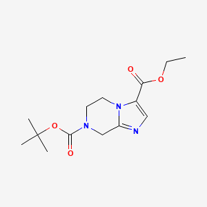 Chemical structure of 7-tert-Butyl 3-ethyl 5,6-dihydroimidazo[1,2-a]pyrazine-3,7(8H)-dicarboxylate