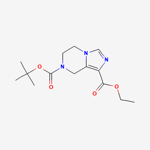 Chemical structure of 7-tert-Butyl 1-ethyl 5,6-dihydroimidazo[1,5-a]pyrazine-1,7(8H)-dicarboxylate