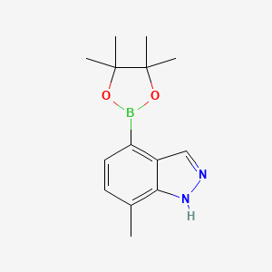 Chemical structure of 7-Methyl-4-(4,4,5,5-tetramethyl-1,3,2-dioxaborolan-2-yl)-1H-indazole
