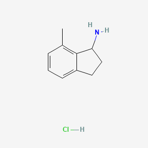 Chemical structure of 7-Methyl-2,3-dihydro-1H-inden-1-amine hydrochloride