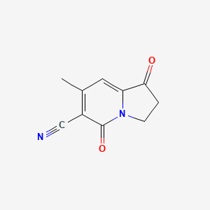 Chemical structure of 7-Methyl-1,5-dioxo-1,2,3,5-tetrahydroindolizine-6-carbonitrile