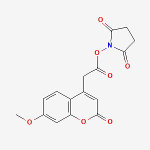 Chemical structure of 7-Methoxycoumarin-4-acetic Acid N-Succinimidyl Ester
