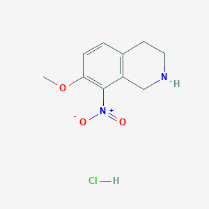 Chemical structure of 7-Methoxy-8-nitro-1,2,3,4-tetrahydroisoquinoline hydrochloride