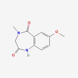 Chemical structure of 7-methoxy-4-methyl-3,4-dihydro-1H-benzo[e][1,4]diazepine-2,5-dione