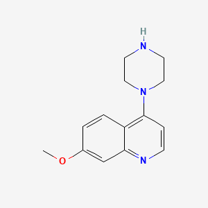Chemical structure of 7-Methoxy-4-(piperazin-1-yl)quinoline