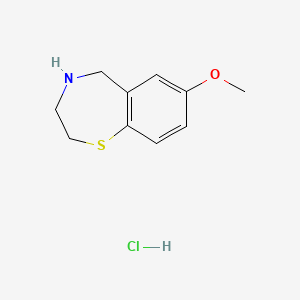 Chemical structure of 7-Methoxy-2,3,4,5-tetrahydrobenzo[f][1,4]thiazepine hydrochloride
