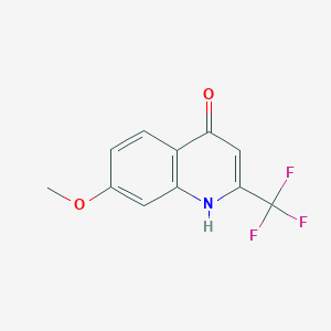 Chemical structure of 7-Methoxy-2-(trifluoromethyl)quinolin-4-ol