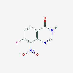 Chemical structure of 7-Fluoro-8-nitroquinazolin-4(3H)-one