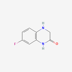 Chemical structure of 7-Fluoro-3,4-dihydroquinoxalin-2(1H)-one