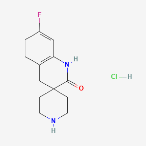 Chemical structure of 7'-Fluoro-2',4'-dihydro-1'H-spiro[piperidine-4,3'-quinoline]-2'-one hydrochlorid