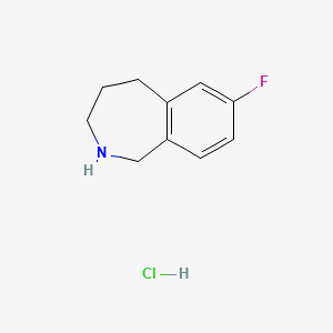 Chemical structure of 7-Fluoro-2,3,4,5-tetrahydro-1H-benzo[c]azepine hydrochloride