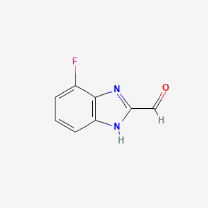 Chemical structure of 4-Fluoro-1H-benzimidazole-2-carboxaldehyde