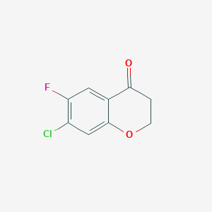Chemical structure of 7-Chloro-6-fluorochroman-4-one