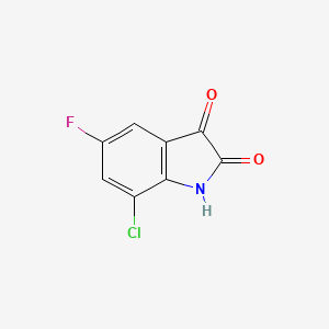 Chemical structure of 7-Chloro-5-fluoroindoline-2,3-dione
